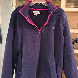 Vineyard Vines Blue Fleece with Pink Highlights size XL